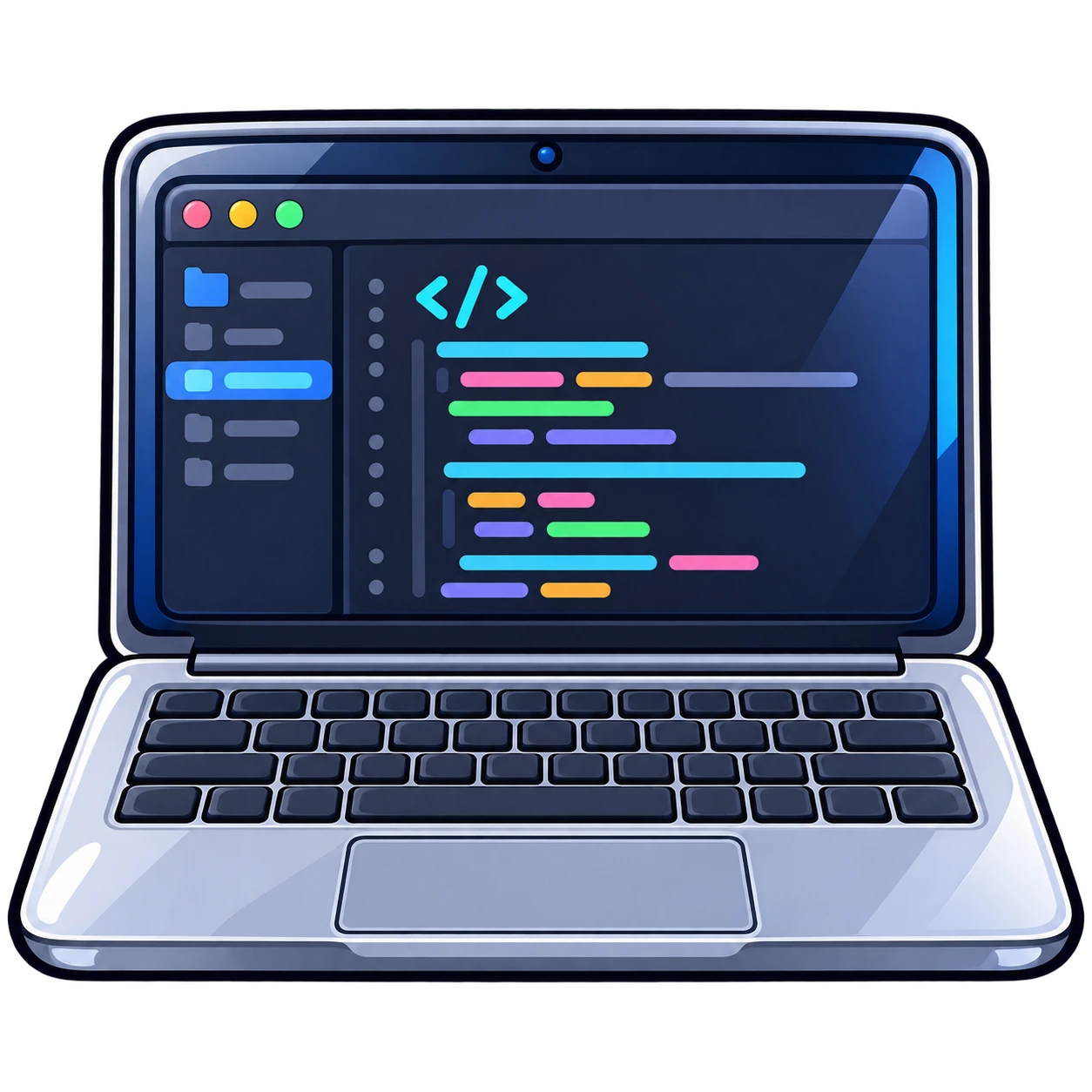 An open laptop.