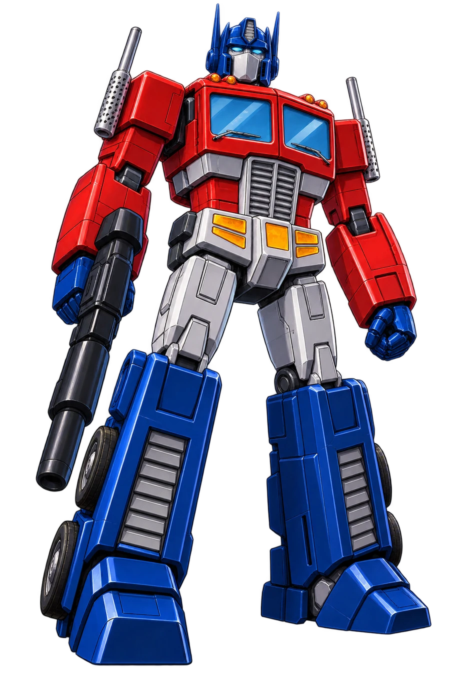 Classic animated red and blue Optimus Prime