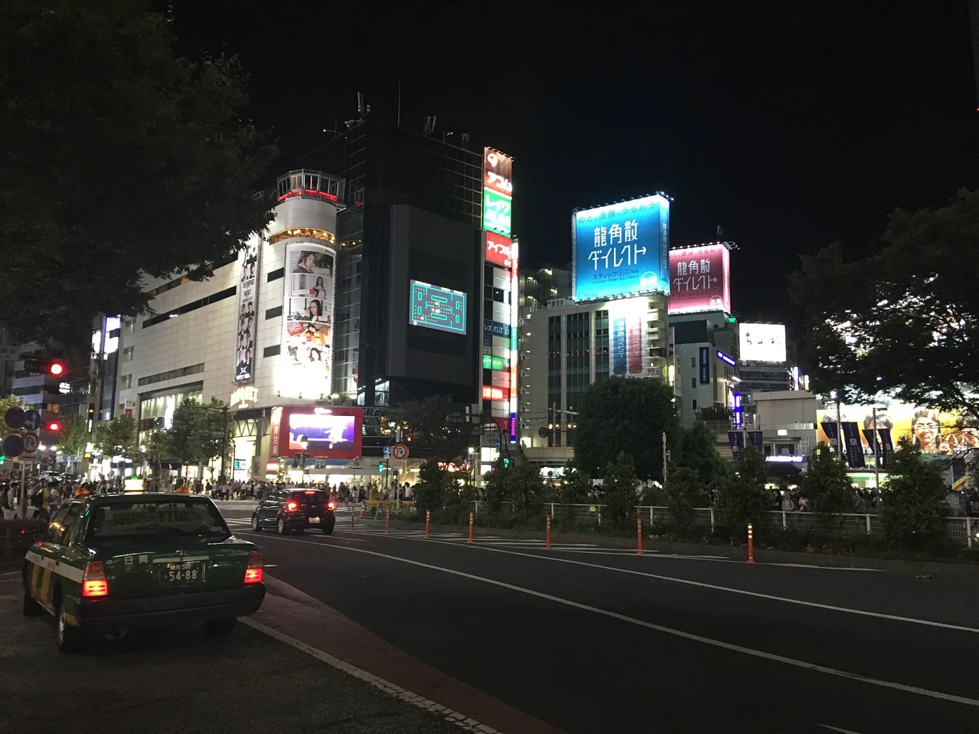 Shibuya at night in Tokyo, Japan